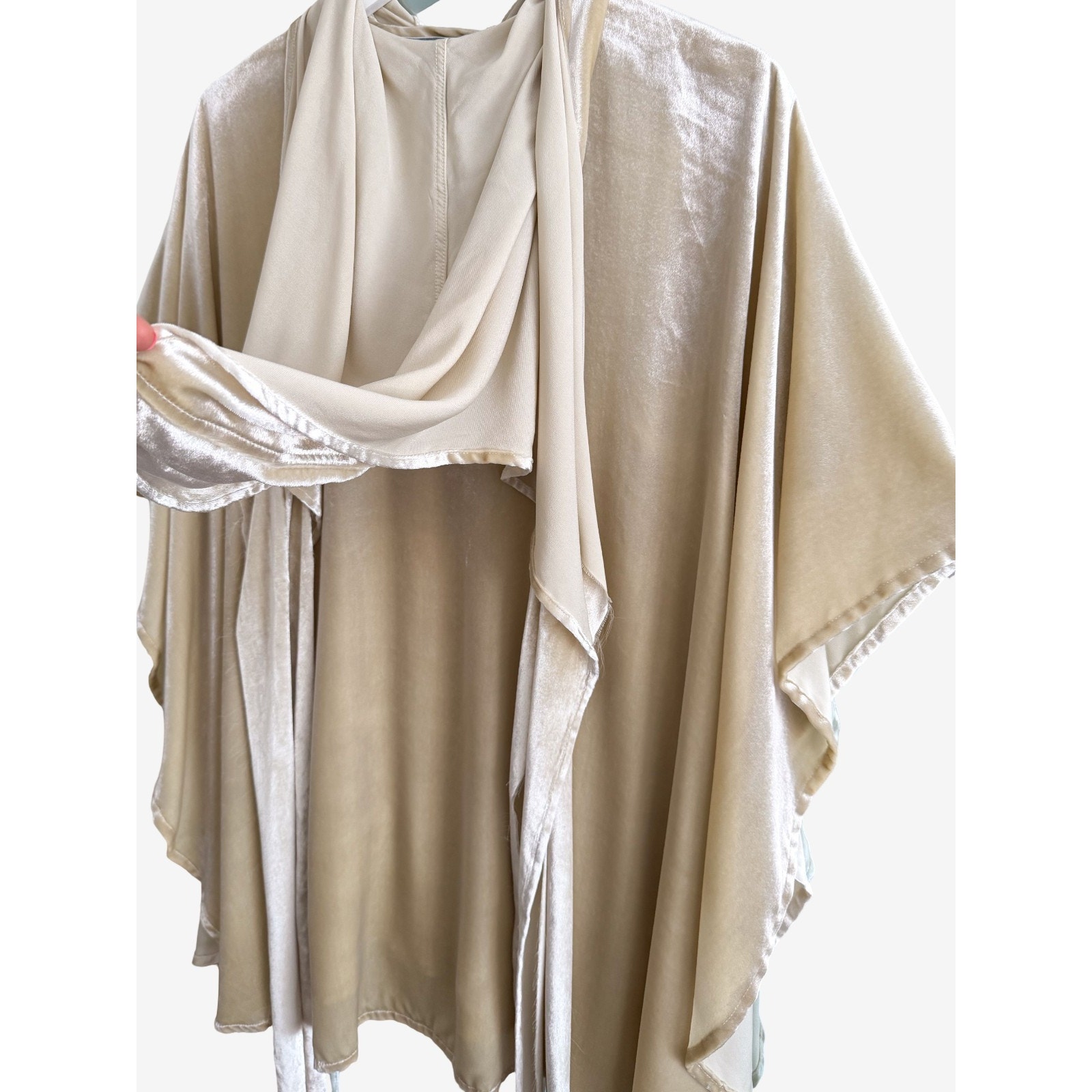 Lindsey Thornburg Silk Velvet Hooded Cloak Cape Draped Fringe Os — image 5 of 8